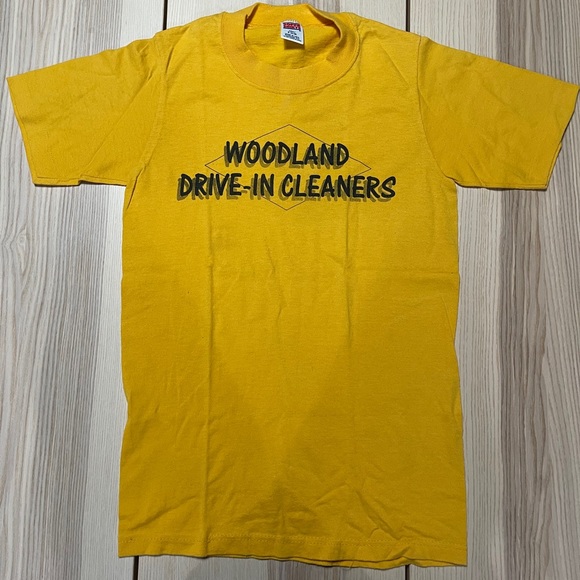Vtg Woodland Drive-In Cleaners Single‎ Stitch Shirt - Picture 1 of 6